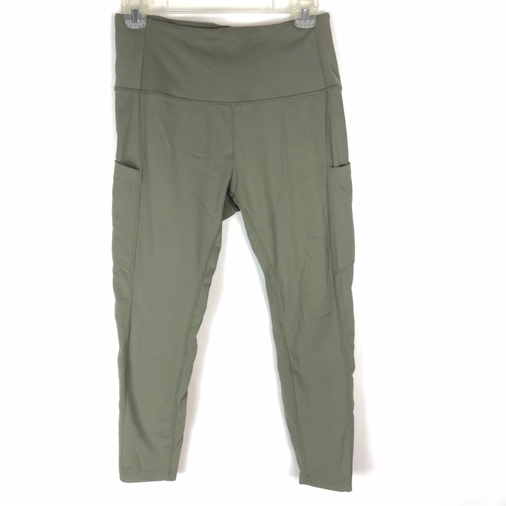 Zuty Olive High Rise Cropped Leggings with Pockets
